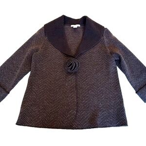 Susan Bristol 100% Wool Vintage Women's Chevron Jacket; 3/4 Sleeve; Grey; Medium